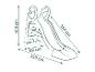 Toboggan pour enfants avec dimensions : hauteur 100 cm, largeur 68 cm, longueur 159 cm et longueur de glisse 150 cm.