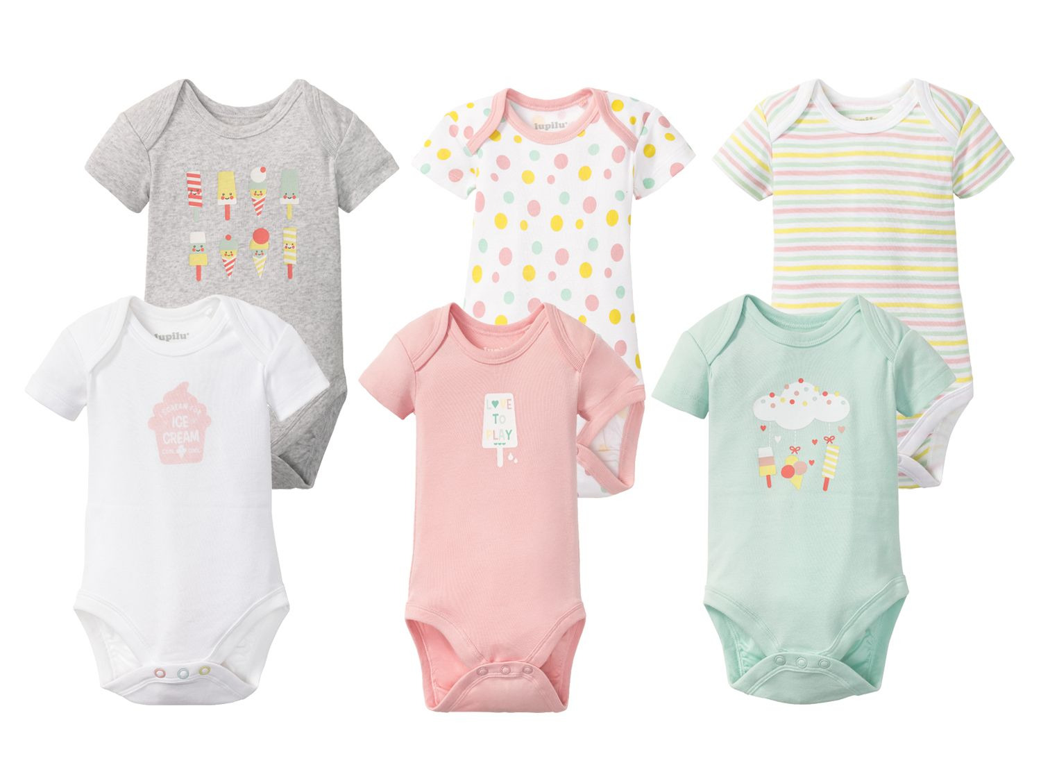 Lupilu Set De 2 Bodies A Manches Courtes Bebe Avec Boutonniere Coton Lidl Be