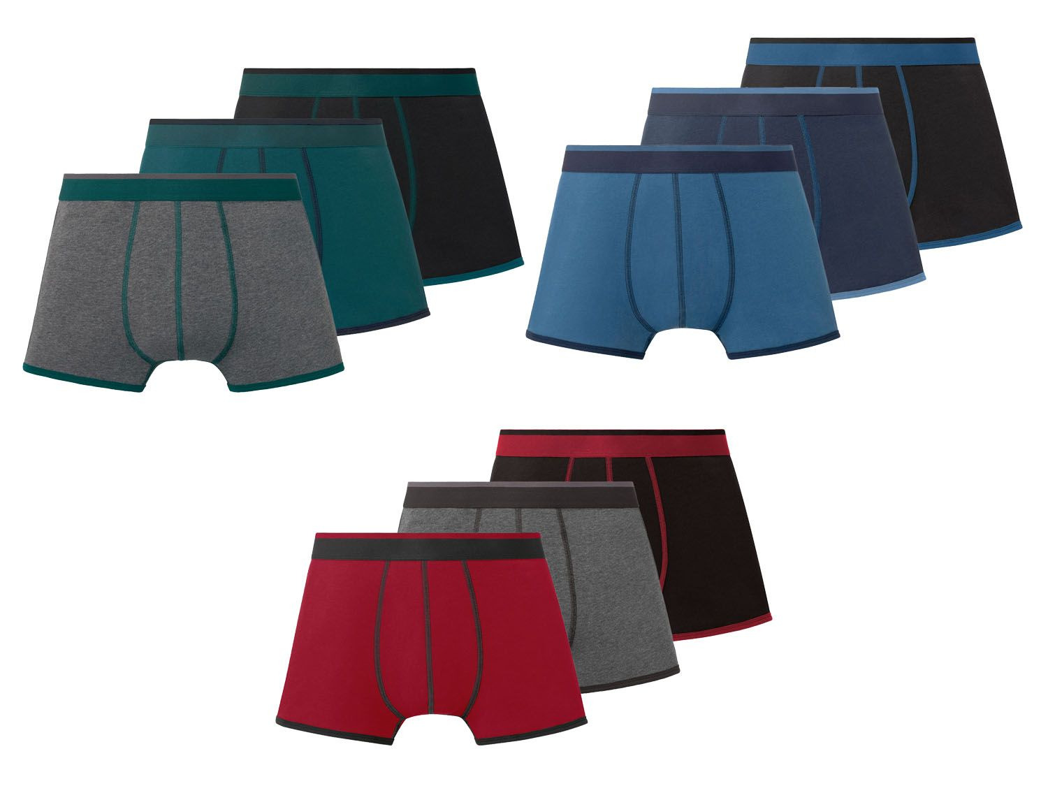 LIVERGY® Boxershorts voor heren, set van 3, katoen en …