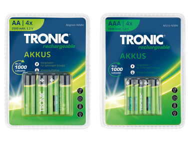 TRONIC® Piles rechargeables, Ni-MH, 4 pièces