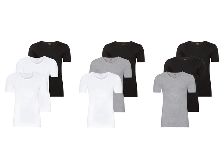 Ga naar volledige schermweergave: LIVERGY® Set van 3 katoenen onderhemden met ronde hals - afbeelding 1