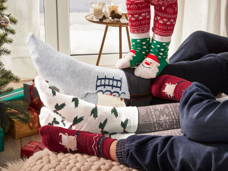 Aller en mode plein écran LUPILU® Chaussettes de Noël pour enfants, 2 paires, coton, polyamide et élasthanne - Photo 12