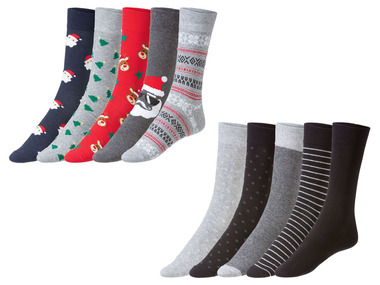 LIVERGY® Set de 5 paires de chaussettes de Noël en un mélange de coton, boîte de cadeau
