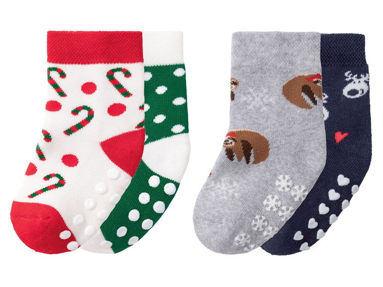Aller en mode plein écran LUPILU® Chaussettes de Noël pour enfants, 2 paires, coton, polyamide et élasthanne - Photo 1