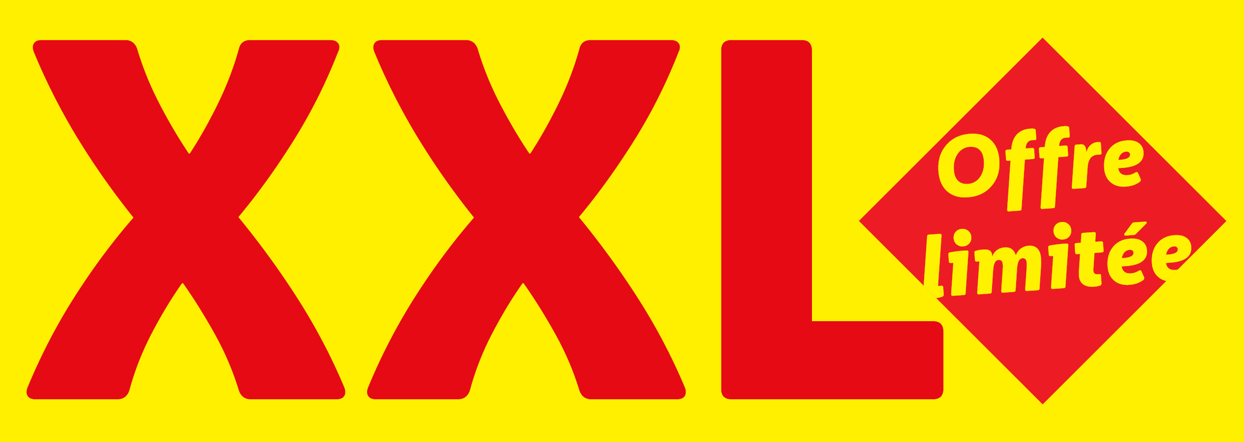Logo XXL avec l'inscription 'Offre limitée' sur un losange rouge.