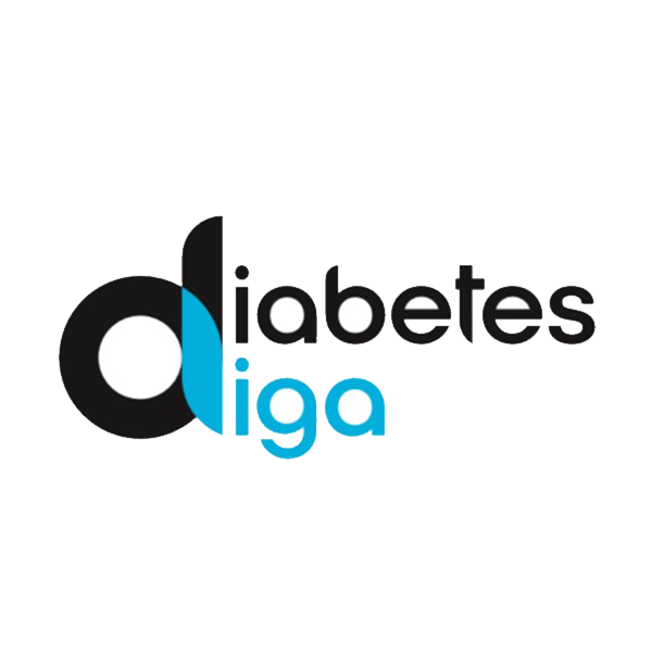 Logo van Diabetes Liga met de tekst 'diabetes' in zwart en 'liga' in blauw.