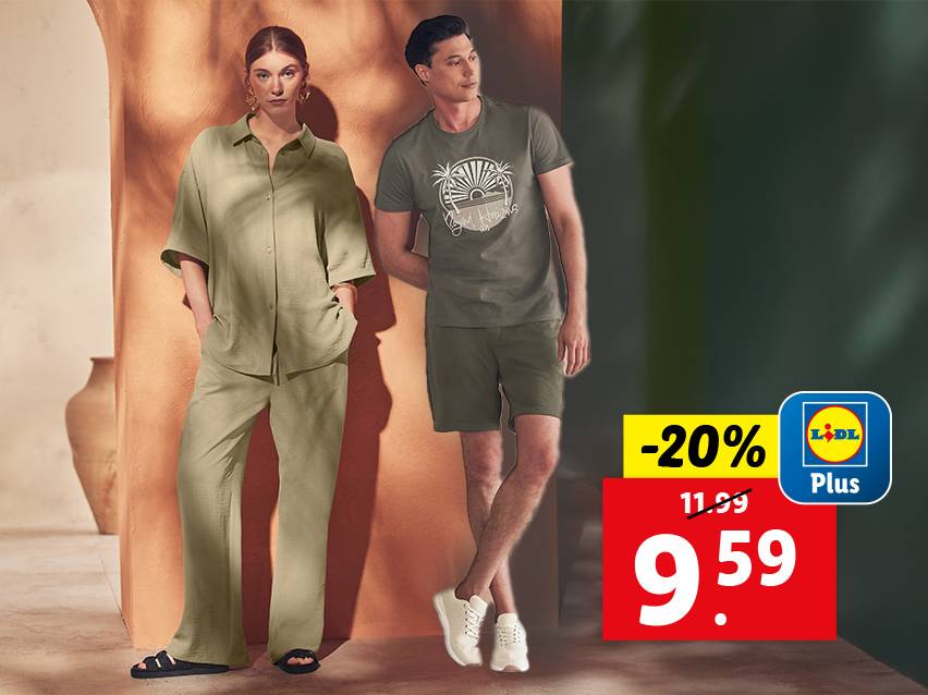 LIDL Plus aanbieding: -20% korting op dames- en heren zomerkleding.