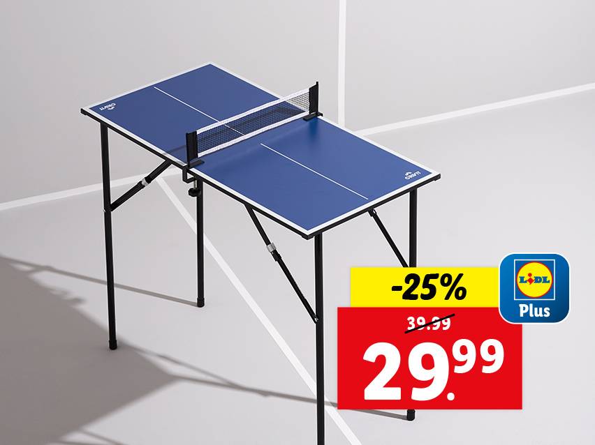Crivit opklapbare pingpongtafel, -25%, €29,99 bij Lidl Plus.