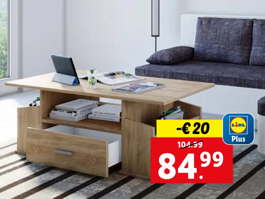 Lidl Plus salontafel voor €84,99 (van €104,99)