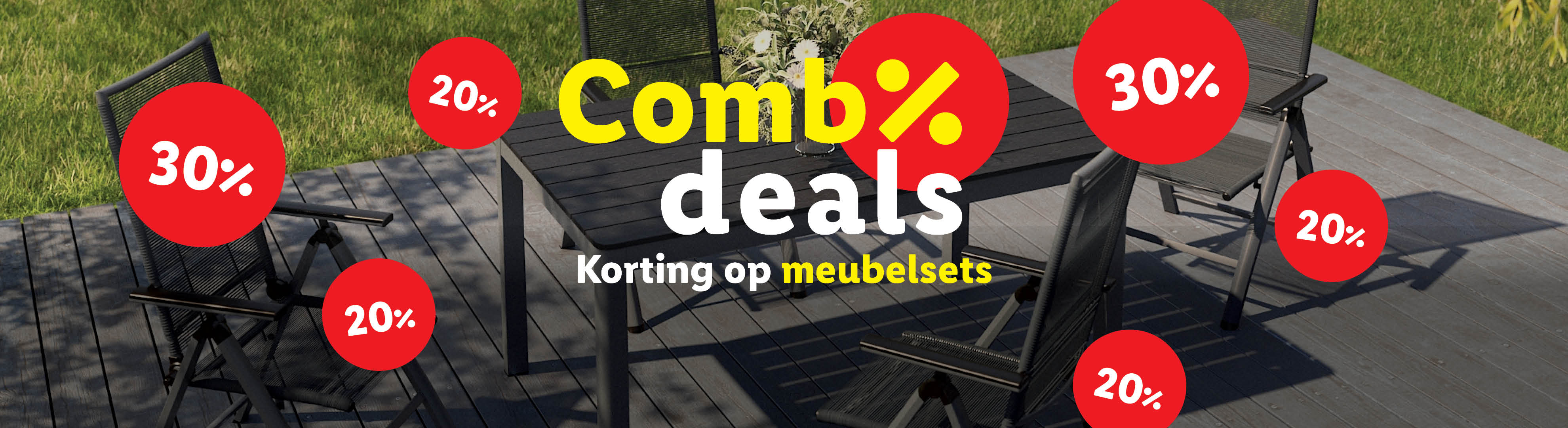 Combideals op tuinmeubelsets, tot 30% korting.