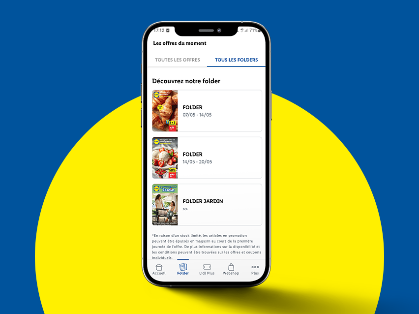 App Lidl avec des offres sur l'alimentation et le jardin.