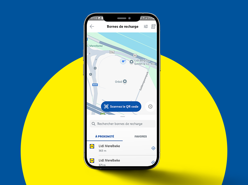 Appli pour trouver les bornes de recharge Lidl.