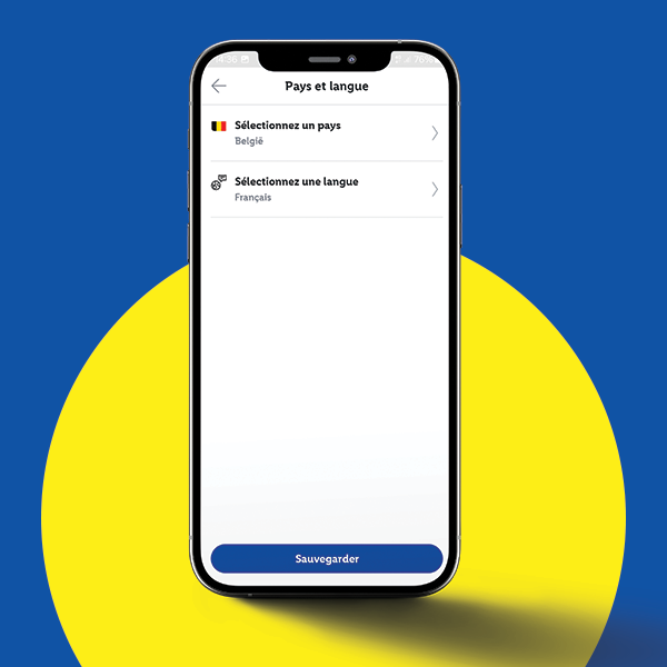 Sélection du pays et de la langue sur un smartphone.