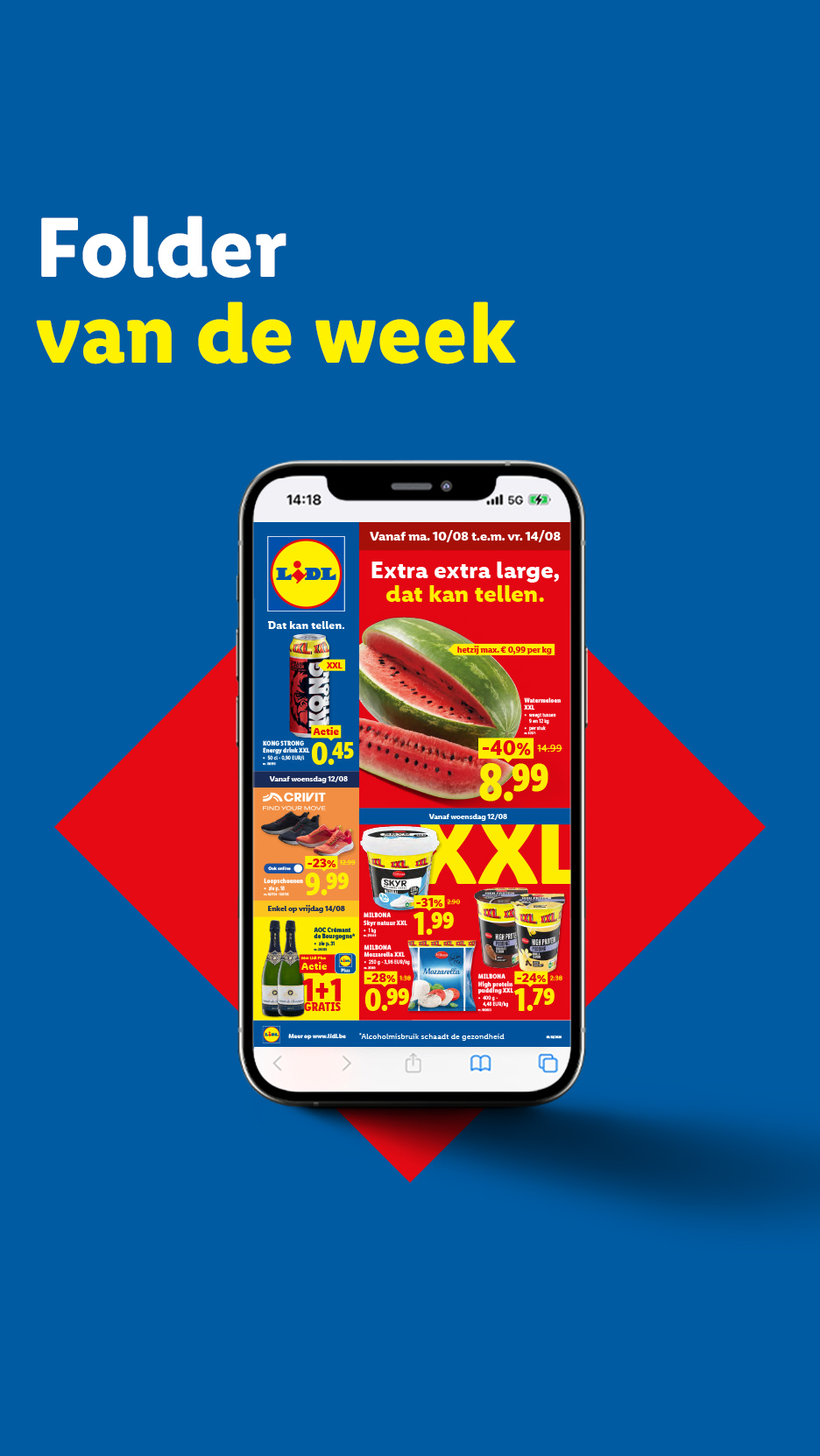 Lidl folder van de week met aanbiedingen voor watermeloen, skyr, mozzarella en mousserende wijn.