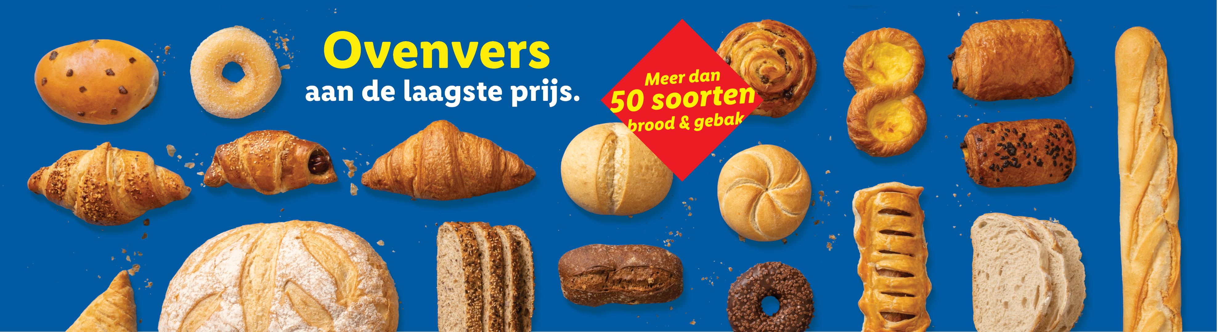 Assortiment ovenvers brood en gebak, meer dan 50 soorten aan de laagste prijs.