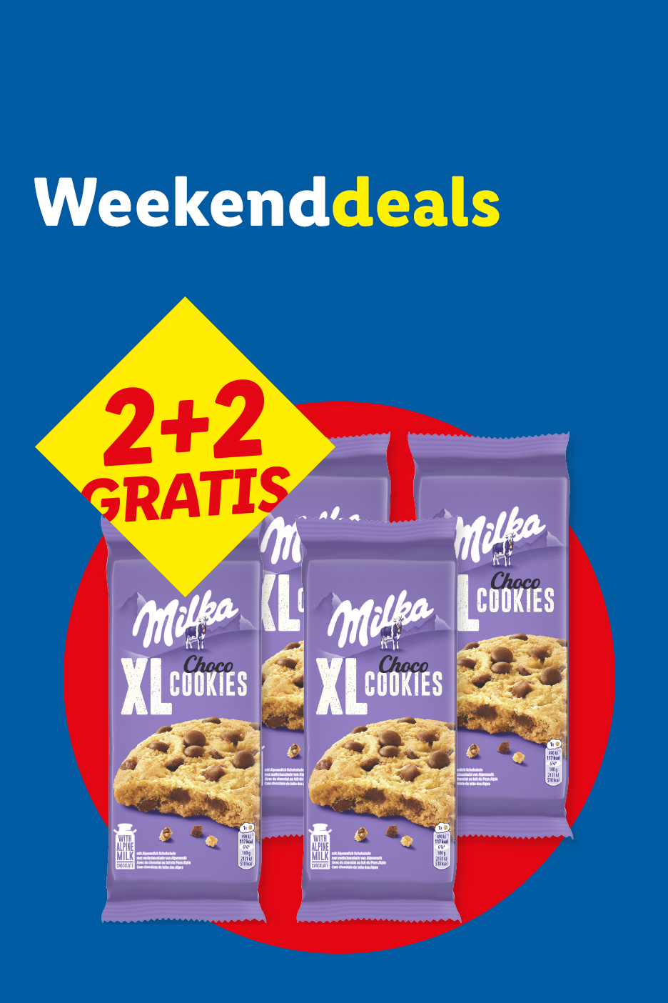 Weekenddeals: 2+2 gratis op chocoladekoekjes.