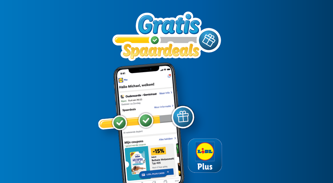 Lidl Plus app met aanbiedingen en coupons.