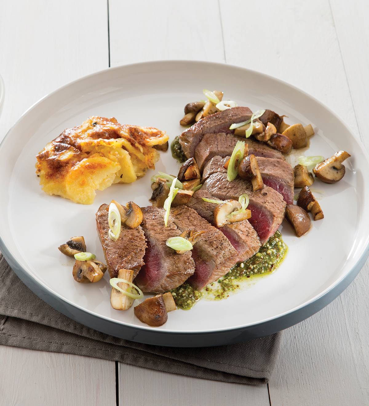 Lamsfilet en champignons