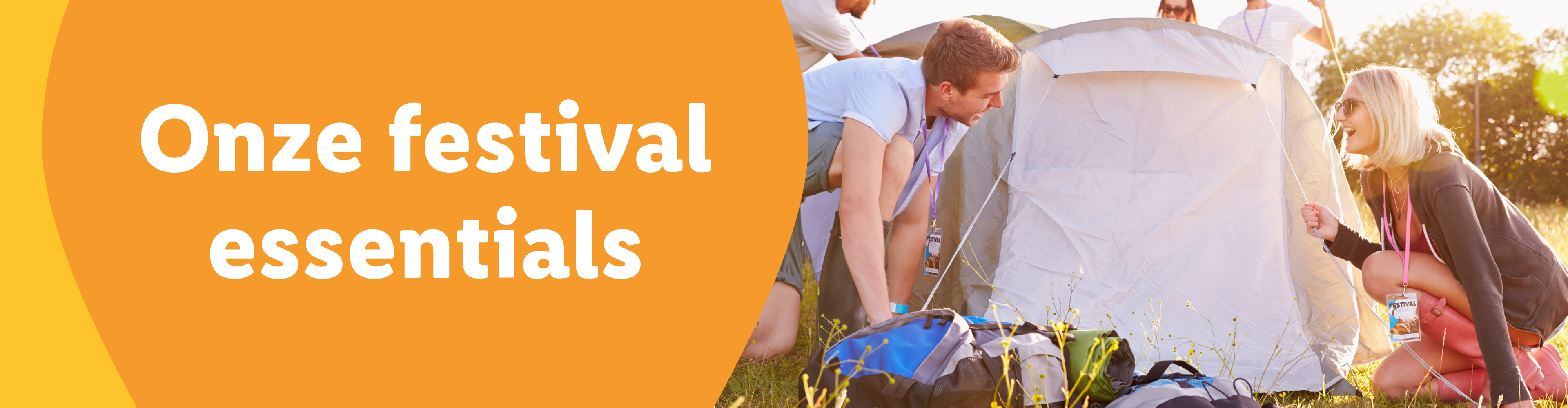 Festivaltenten en rugzakken.