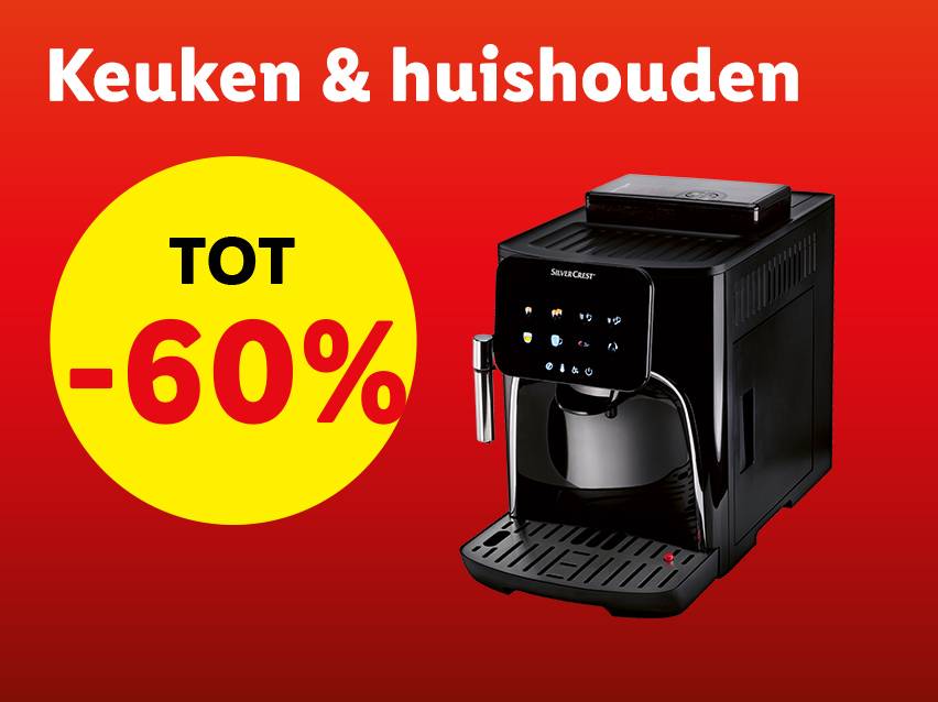 SilverCrest espressoapparaat, tot 60% korting op keuken- en huishoudelijke artikelen.