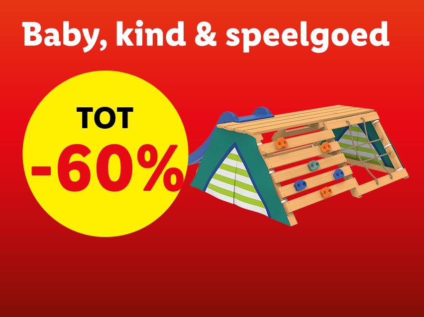 Tot -60% korting op baby-, kinder- en speelgoed.