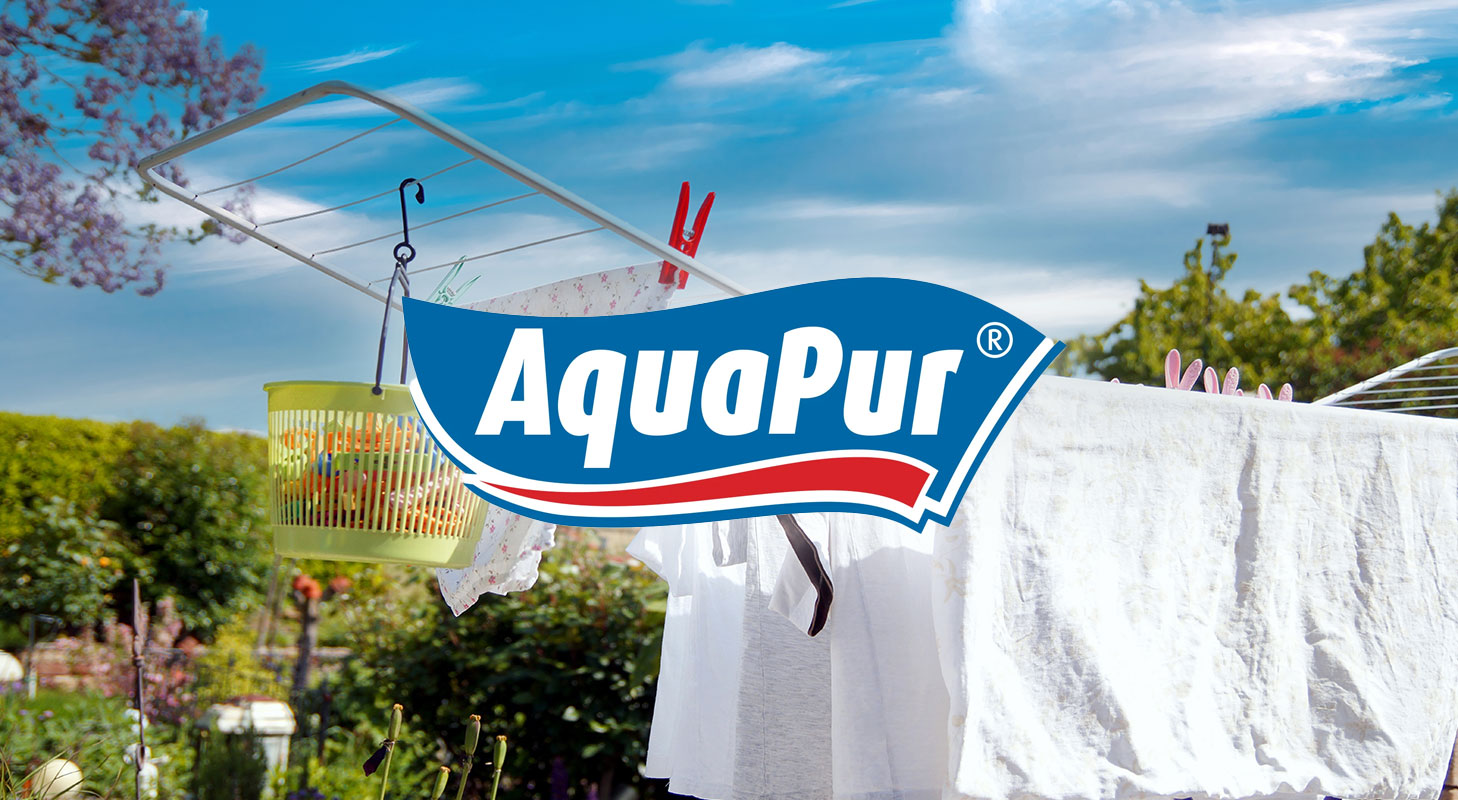 Kleding, AquaPur, wasgoed aan het drogen.